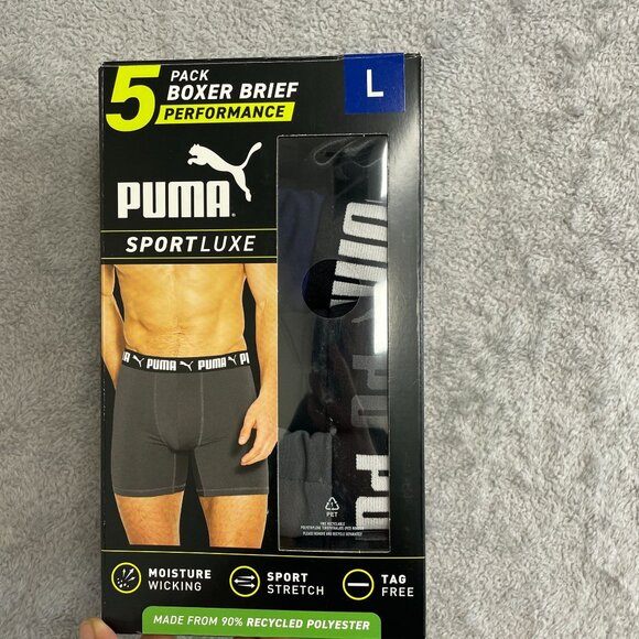 NEW Puma Sportluxe Men's L 5-Pack Performance Boxer Briefs - Picture 1 of 4